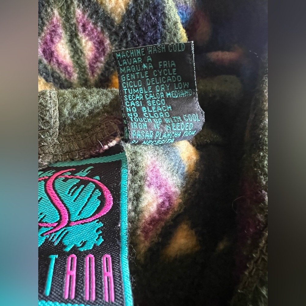 Vintage SANTANA Fleece Hoodie Mens M Aztec Southwest Hooded Sweatshirt Retro 90s - Picture 8 of 8